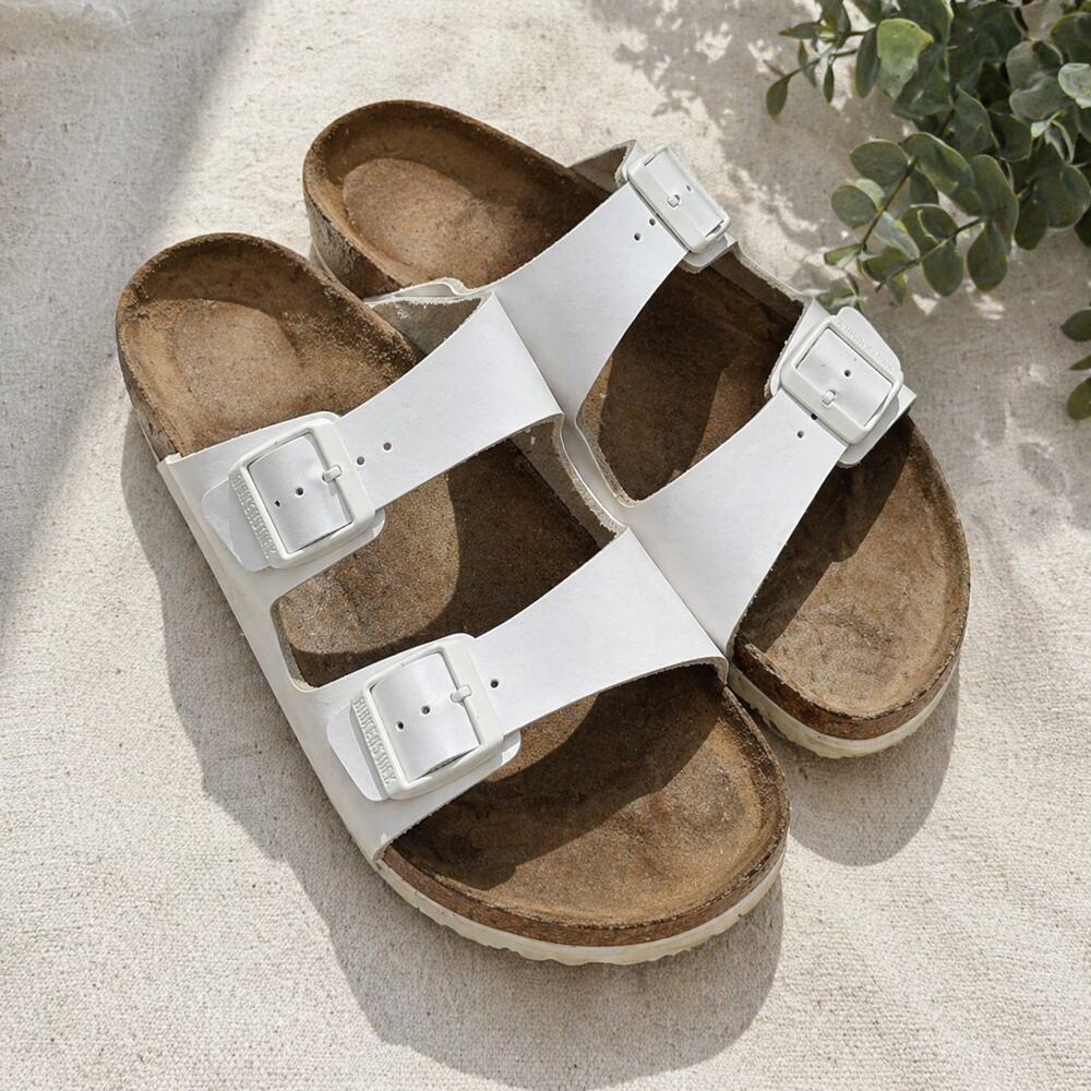 Birkenstock Arizona Unisex Sandals Slides Shoes Birko-Flor White EU45 USM 12